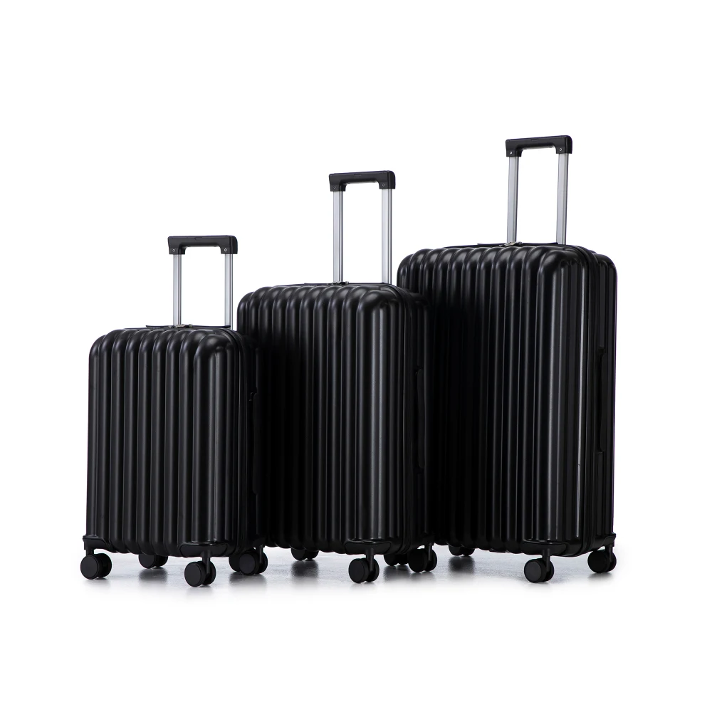 

20"/24"/28" 3 Pcs/set in ABS Spinner Wheel Luggage Carry on Suitcase with Cup Holder USB Port Phone Holder (Black)