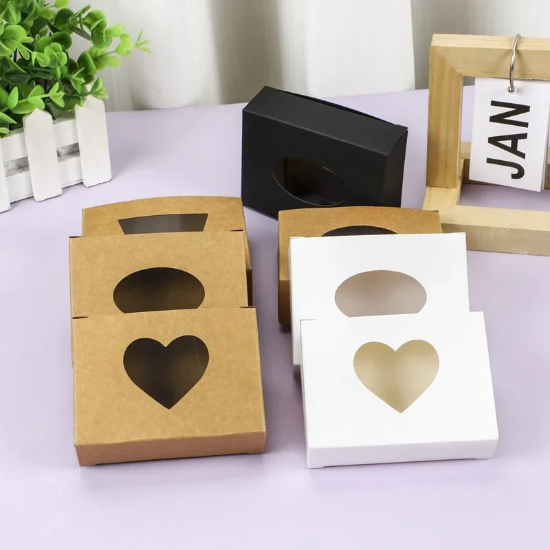 Kraft Window Paper Gift Packaging Box for Wedding Party Favor White Brown DIY Soap Small Boxes