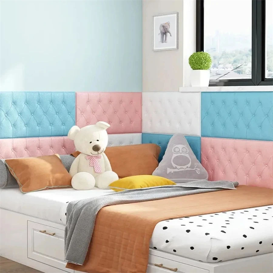 Pegatinas de pared 3D, papel tapiz autoadhesivo grueso Tatami, alfombrilla de pared anticolisión, cojín de espuma suave para dormitorio de niños y sala de estar