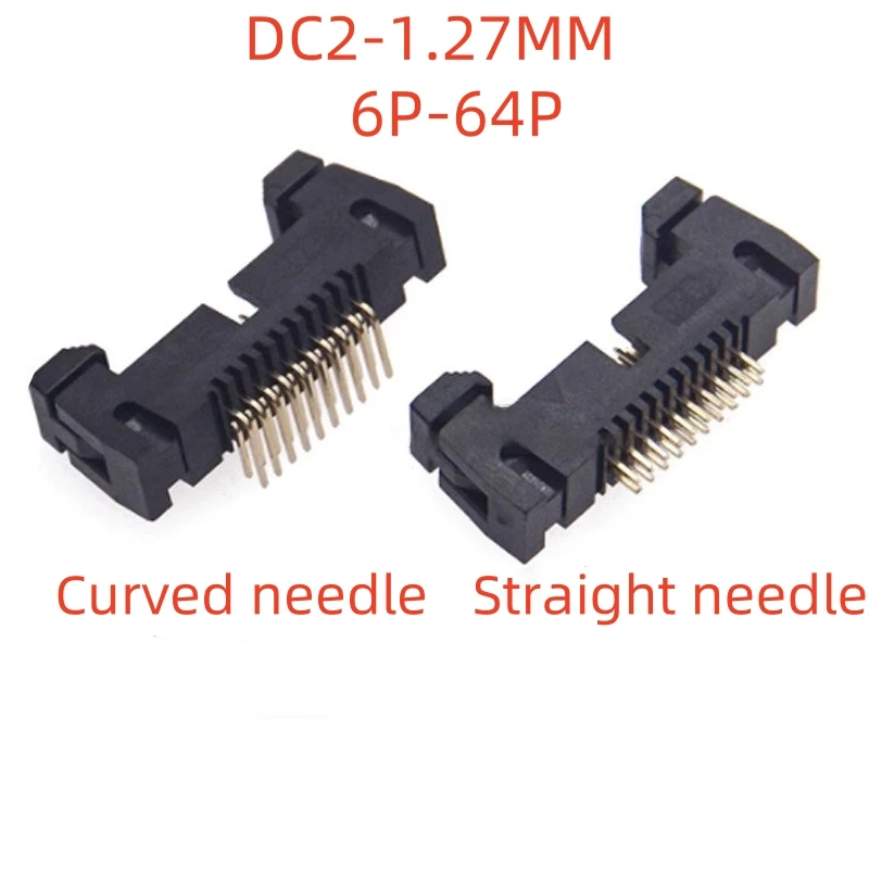 

2PCS 1.27Mm pitch DC2 hook horn socket IDC straight pin curved foot buckle DC2-10P16P20P30-40P