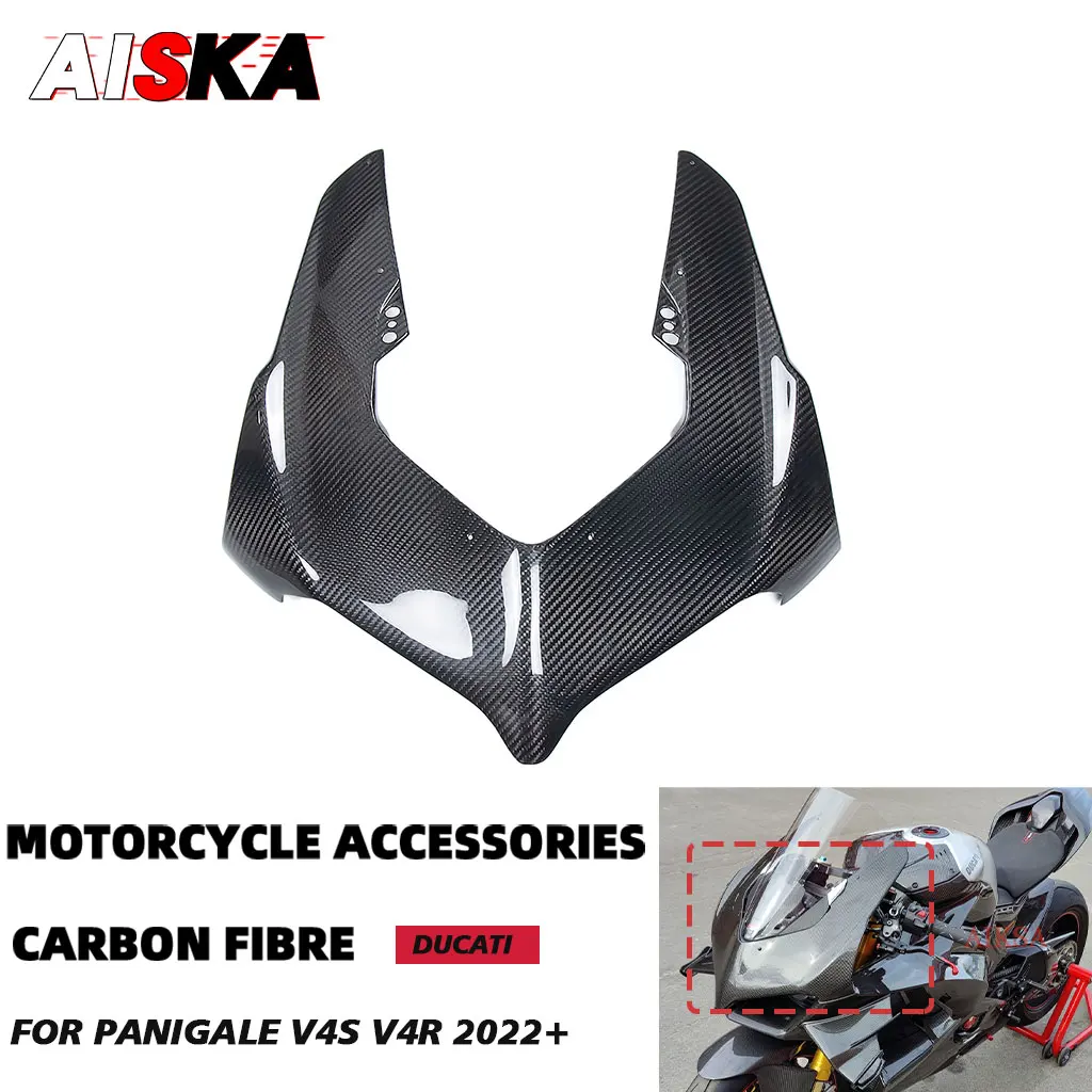 Front Fairing For DUCATI Panigale V4 V4S V4R 2022 2023 2024 Pure Carbon Fiber Motorcycle Accessories Nose Headlight Cowling Kits