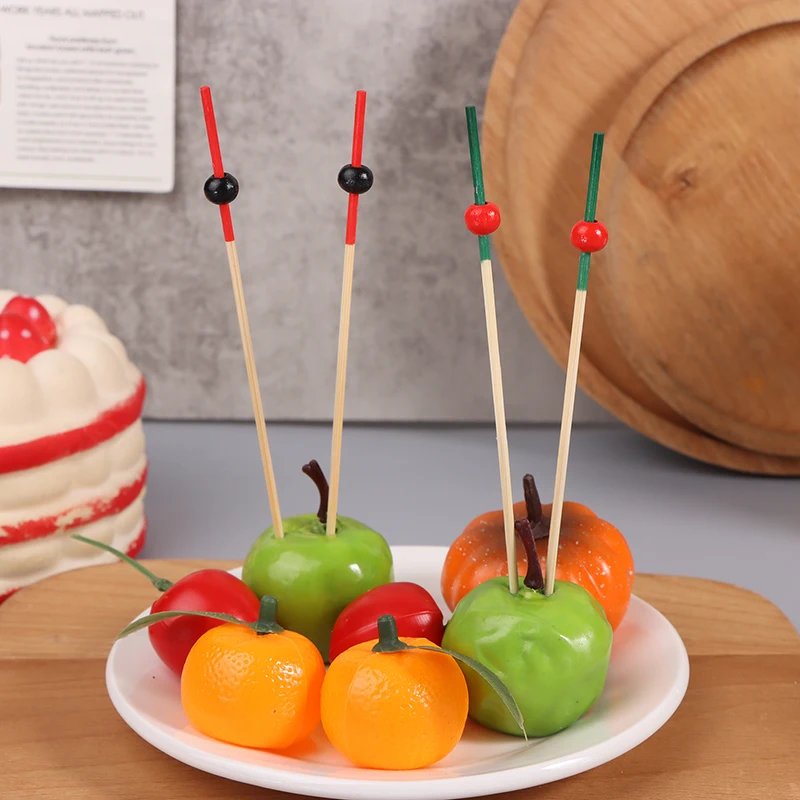 100pcs 12cm Bamboo Toothpicks Pick Buffet Cupcake Fruit Fork Party Dessert Salad Stick Cocktail Skewer For Wedding Party Decor