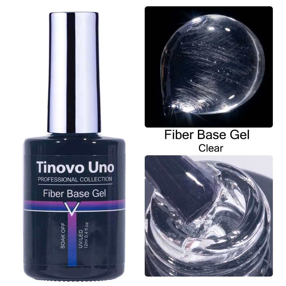 Tinovo Uno Fiber Rubber Base Gel Nail Polish 12ml Clear White Pink Repair Gummy Base Gel Vernis Semi Permanent UV/LED Varnishes