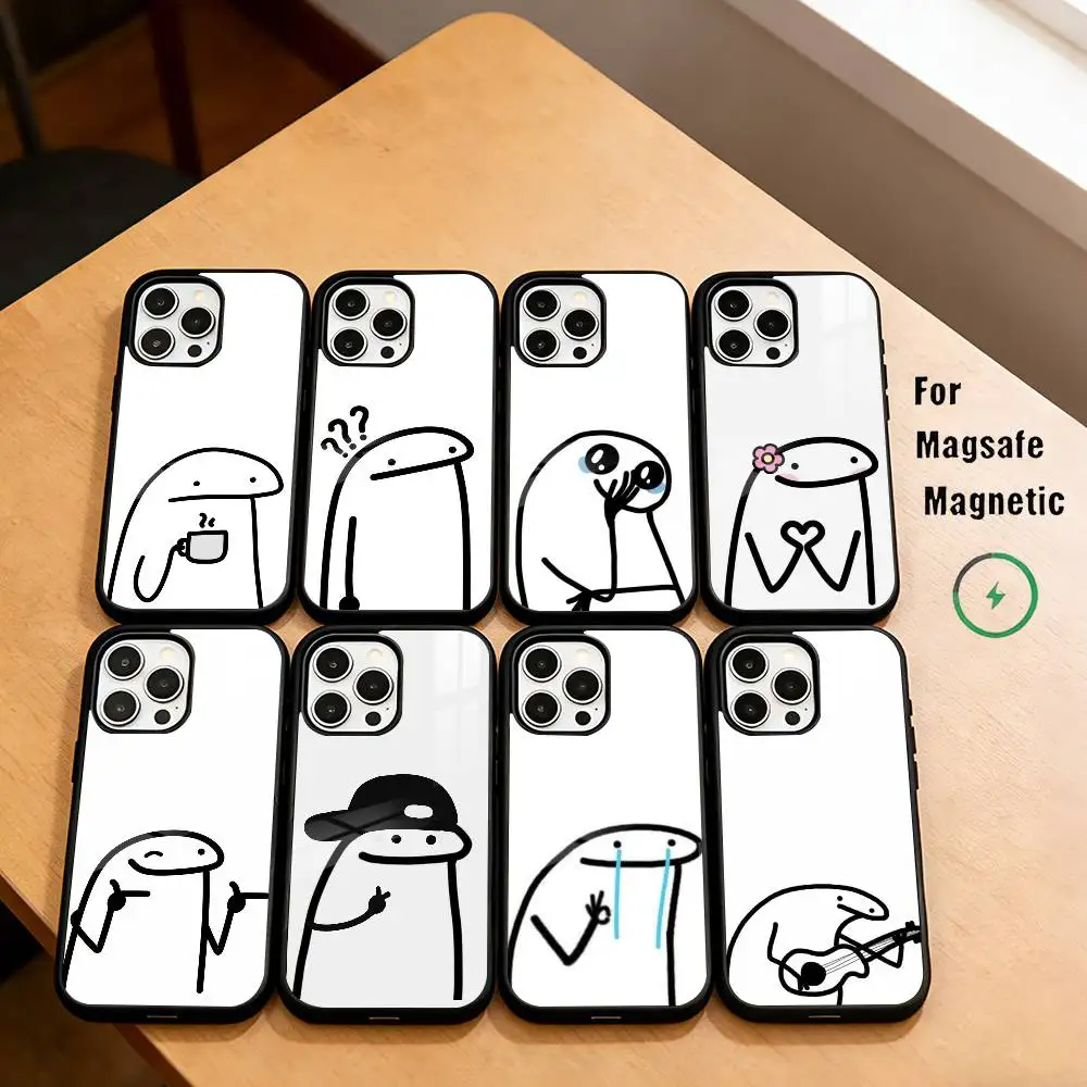 

C-Cute Funny F-Flork E-Emojis Phone Case Magnetic For Magsafe Wireless Charging For iPhone17,16,15,14,13,12,11 Plus,Pro