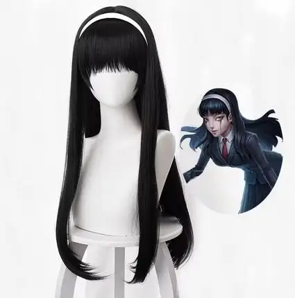 Kawakami Tomie Cosplay Identity V Yidhra parrucca Cosplay nera lunga diritta Anime parrucche sintetiche resistenti al calore per feste di Halloween