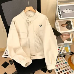 High Quality Golf Jacket Women Golf Wear 2024 Autumn New Coat Korean Casual Retro Style Leather Jacket Women's Golf Clothes