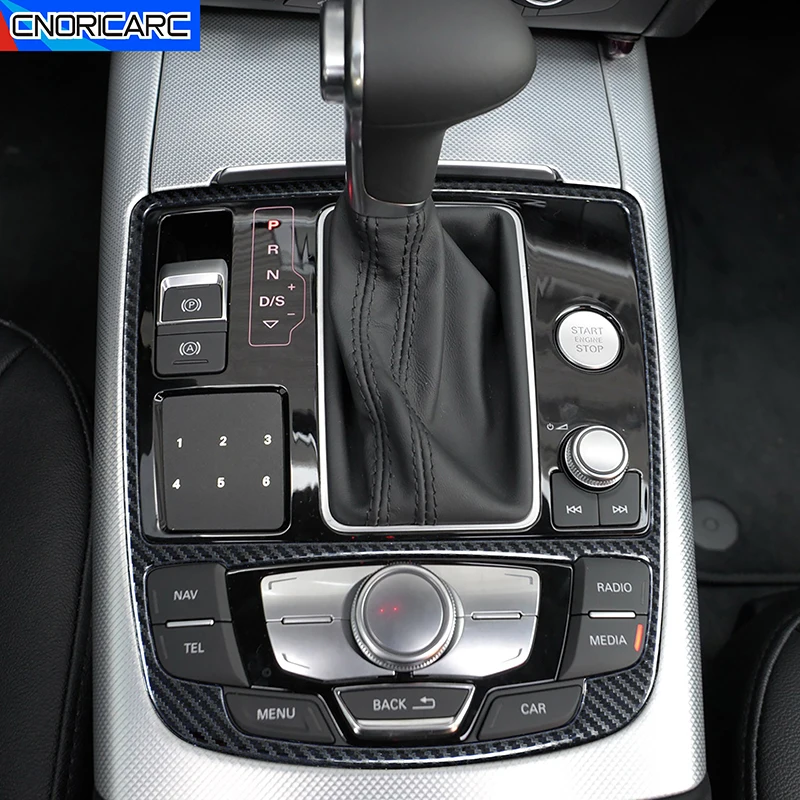 Auto Styling Zentrale Getriebe Shift Rahmen Carbon Faser Farbe Edelstahl Trim Für Audi A6 C7 2012-2018 Innen auto Zubehör