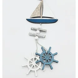 Marine Style Wooden Pendant Ocean Wind Crafts Small Fish Boat Innovative Accessory Wall Hanging Decoration Pendant Home Decor