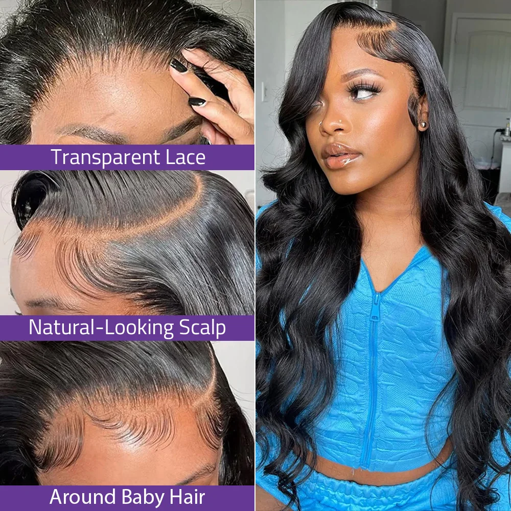 13x6 HD Прозрачный кружевной бразильский передний парик 200% Плотность 5x5 360 Натуральные объемные волны Кружевные фронтальные парики из человеческих волос для чернокожих женщин