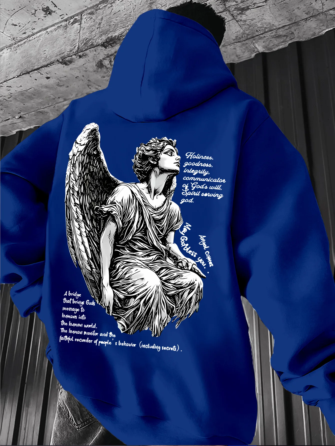 Men Autumn Winter Pullover Hoodie Classical Angel Line Art Print Loose fit style Hooded Sweatshirt Vintage Art swag streetwear.