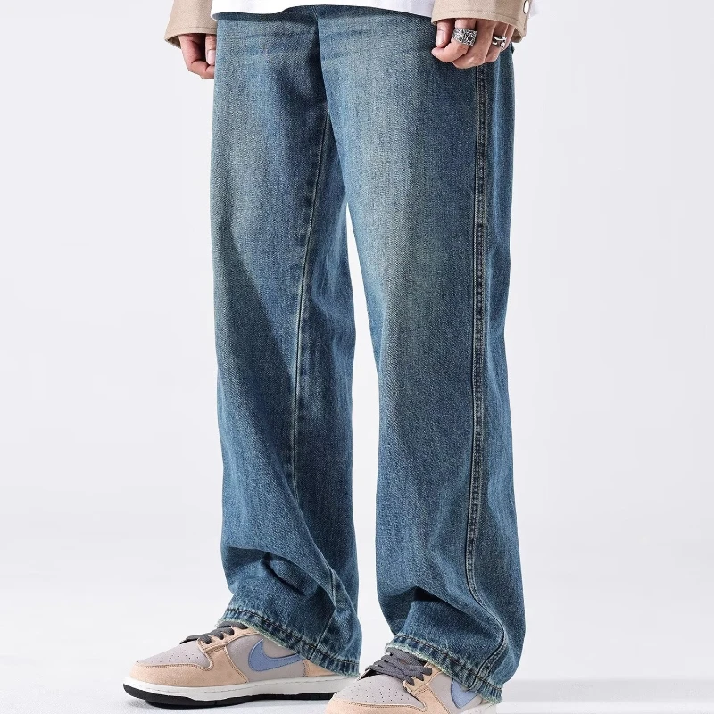 

Jeans Men's Draped Wide-leg Pants High-end Washing and Old Retro Niche Casual Trousers Men Japanese 2000s Y2k Clothes Shorts Top