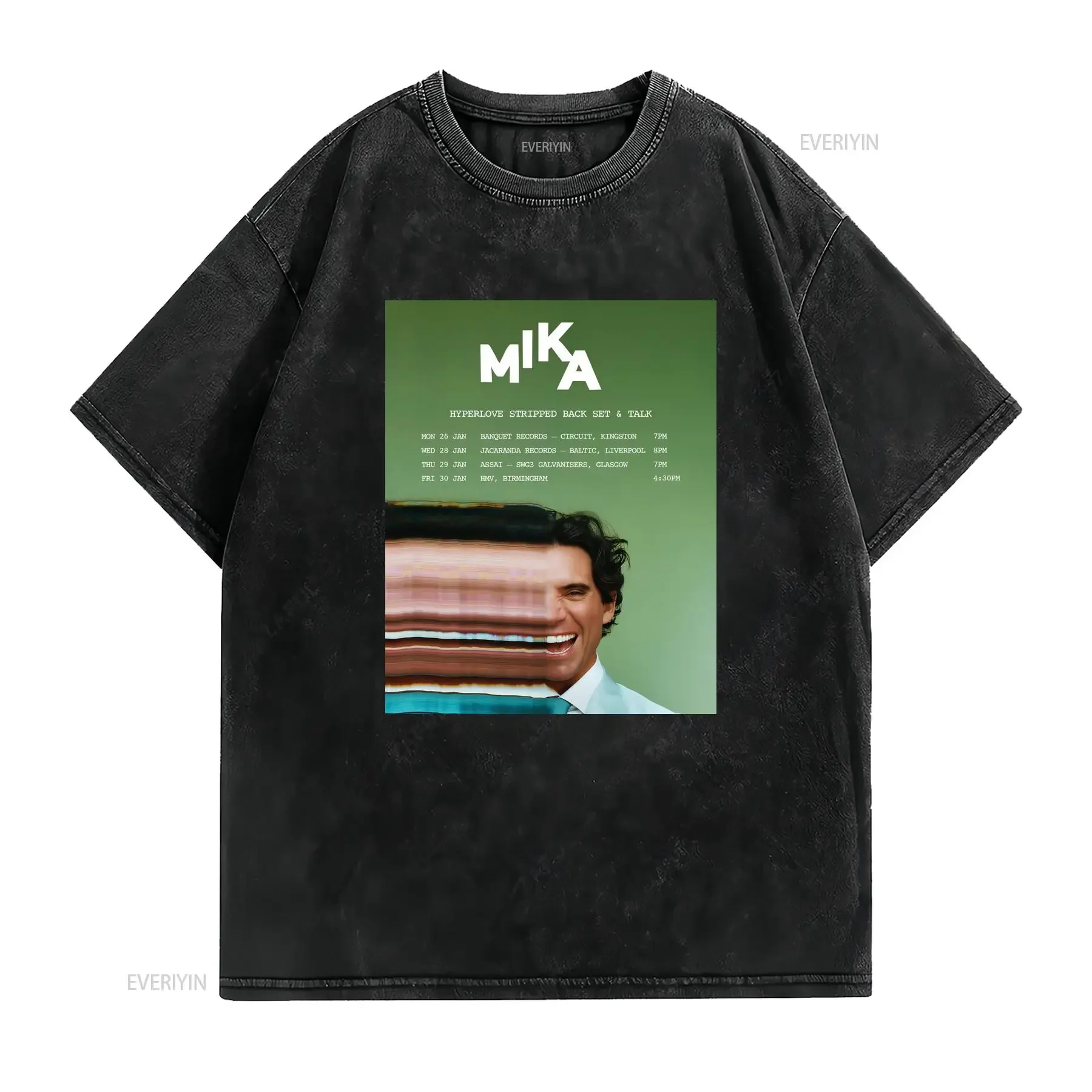 Mika Hyper Love Stripped T Shirt Full Size S 3Xl vintage Washed Top For Everyday Wear Stylish Slightly Comfortable graphic Soft