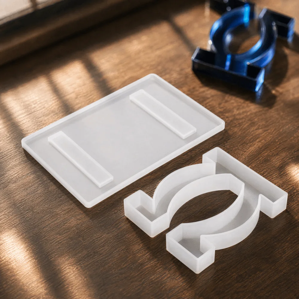 Flexible Silicone Mold Transparent O-Shaped Feet Flexible Casting Mould T-Shaped Feet Craft Mold Computer Desk Organizer
