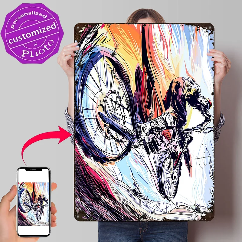 Downhill Domination 3D Texture Printed Poster Custom Vintage Metal Tin Plate Sign for Wall Art Decoration Living Room Decor Men