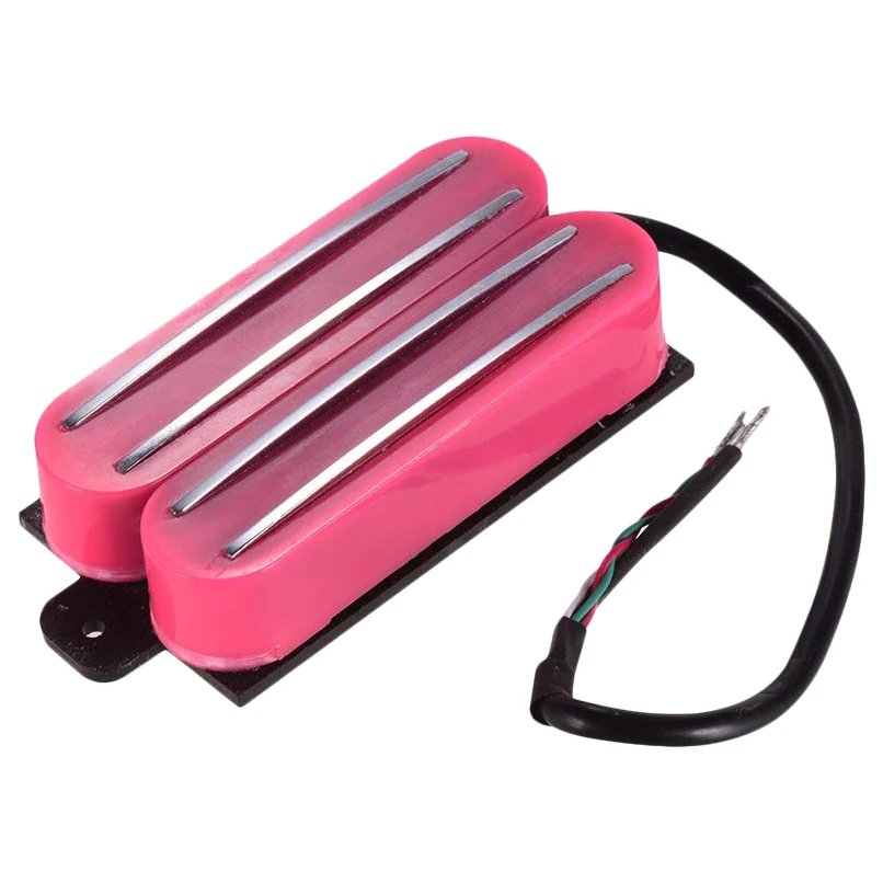 Humbucker Pickup For Guitar St Lp Electric,Dual Rail Guitar Replacement Parts Coil Pickup With 5 Wires (Pink)