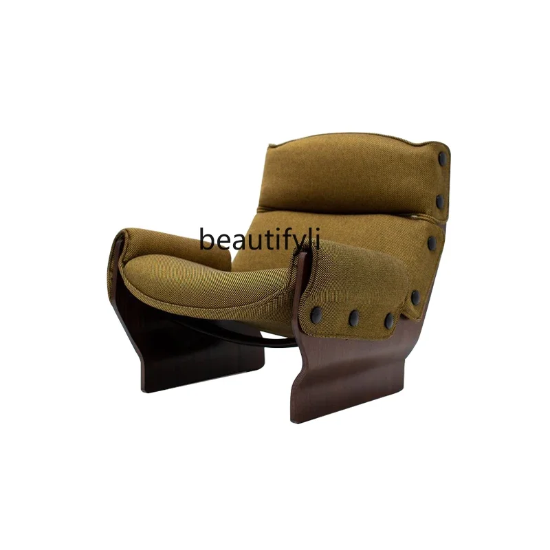 

Solid wood button sofa chair, living room balcony fabric back chair, personalized versatile guest negotiation chair