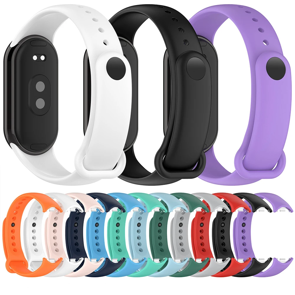 Pulseira de Silicone para Mi Band 10 9 8, Acessórios NFC, Bracelete Esportivo de Borracha para Smartwatch Xiaomi Mi Band 8 9 10 NFC
