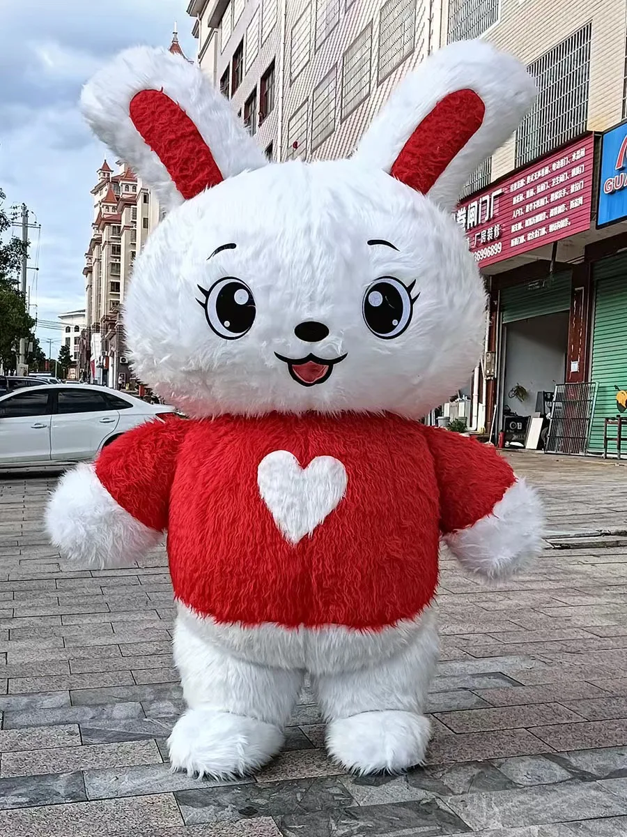 Cute 2.6M Inflatable Rrey rabbit Plush Cartoon character Mascot Costume Party Advertising Ceremony Animal carnival prop