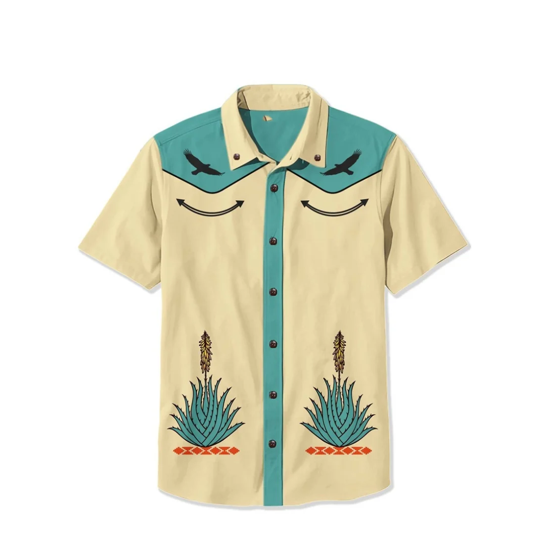 

Men's shirt Western Cowboy Style Short Sleeve Shirt Comfortable And Breathable Summer Button y2k Top High Quality shirts for man