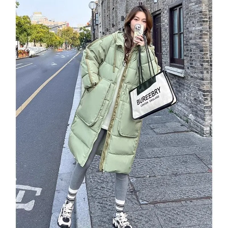 Women's Winter Cotton Jacket Coat Blouse Mid-length Splicing Corduroy Zipper Thickened Warm Premium Soft Versatile Trend Brand