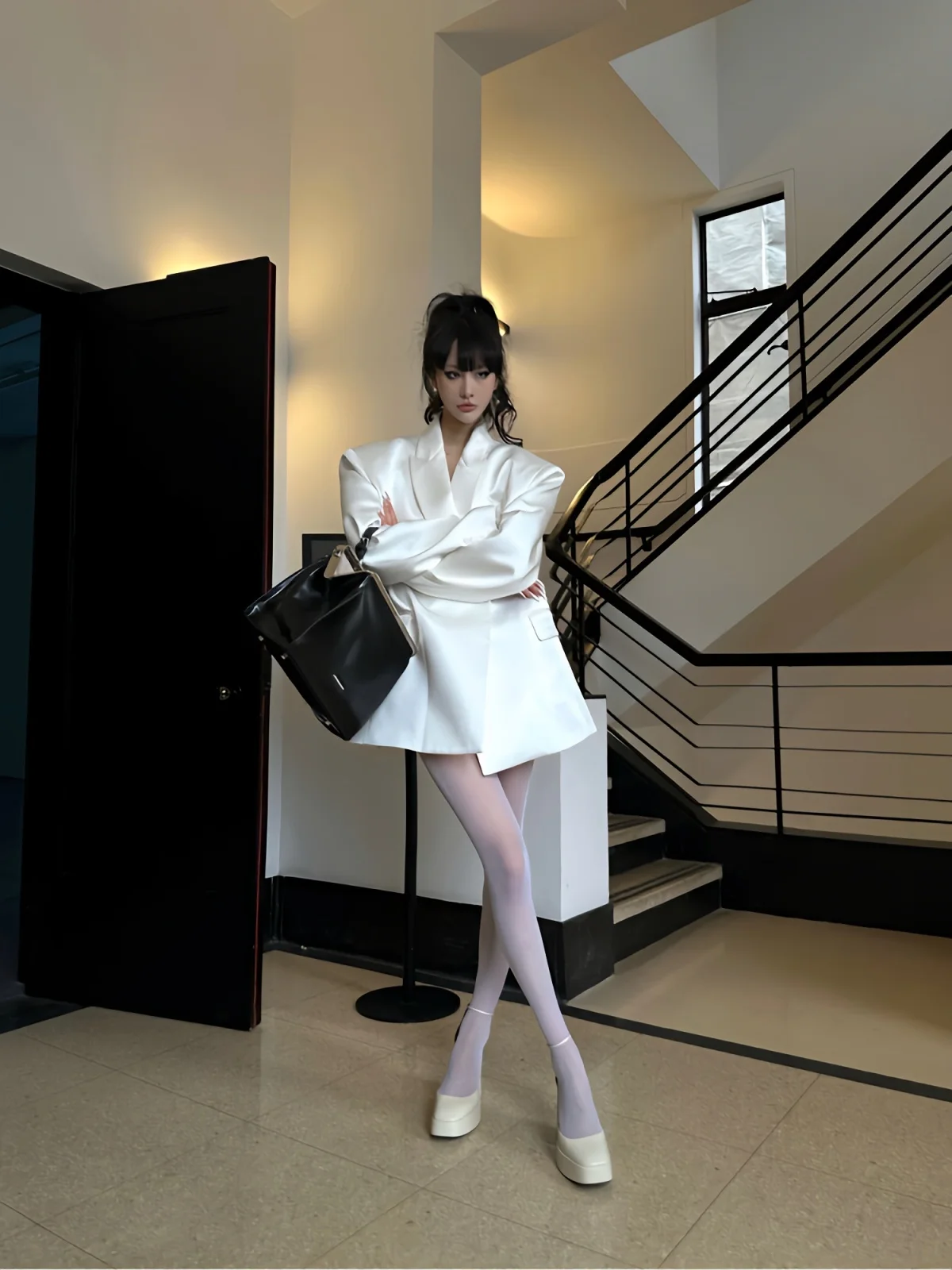 

Asymmetrical Design Lace-Up Capable Commuting Temperament Blue Outerwears Wear Burgundy Formal Minimalist Commute Short Summer