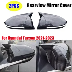 For Hyundai Tucson 2021 2022 2023 2024 2025 2x Car Sticker Rearview Side Mirror Cover Wing Cap Exterior Door Rear View Case Trim