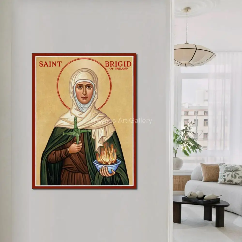 St. Catherine Icon Greek Orthodox Icon Byzantine Art Canvas Print HD Large Religious Wall Art for Church Altar Prayer Room Decor