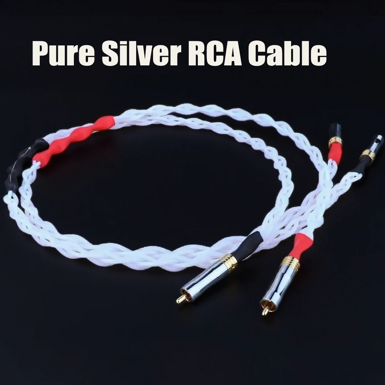 Pair Pure Silver RCA Cable 100% Sterling Silver Audio Signal Interconnect for Home Theater DVD Loudspeaker Power Amplifier