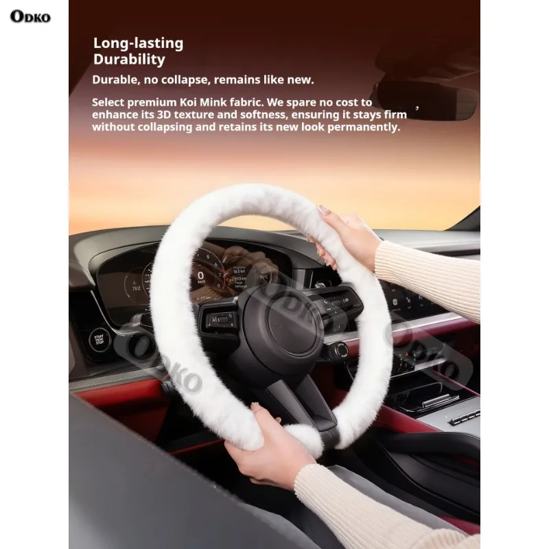 لميتسوبيشي باجيرو أوتلاندر ASX الكسوف جالانت شتاء جديد دافئ لينة أفخم غطاء عجلة توجيه سيارة كوي الفانيلا غطاء مقبض #4