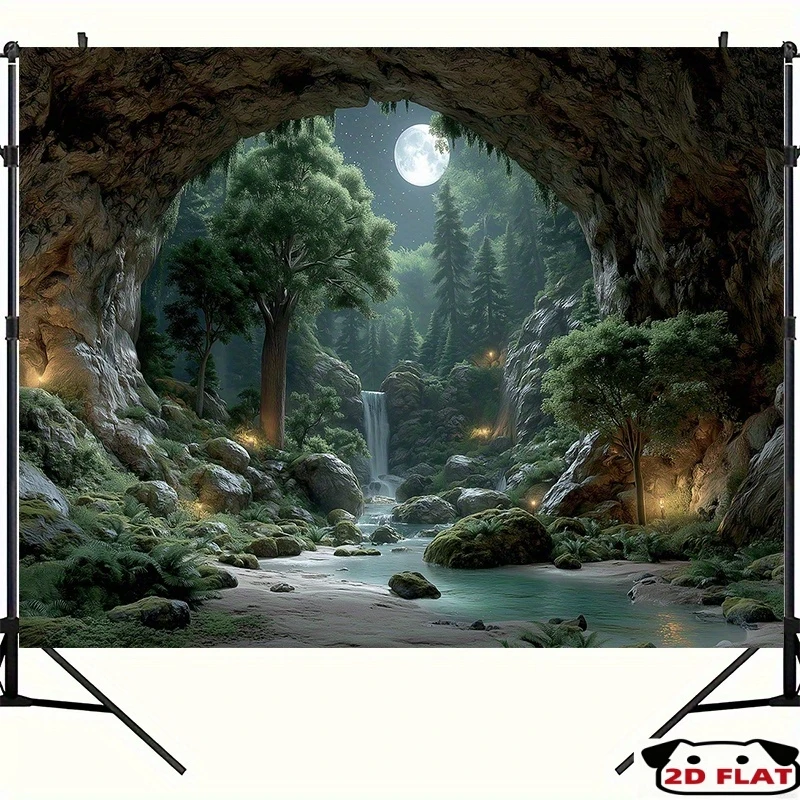 VIKAMA Immersive Waterfall Cave Wall Mural, Tranquil Nature Landscape Wallpaper, Large Wall Art for Living Room, Bedroom Decor