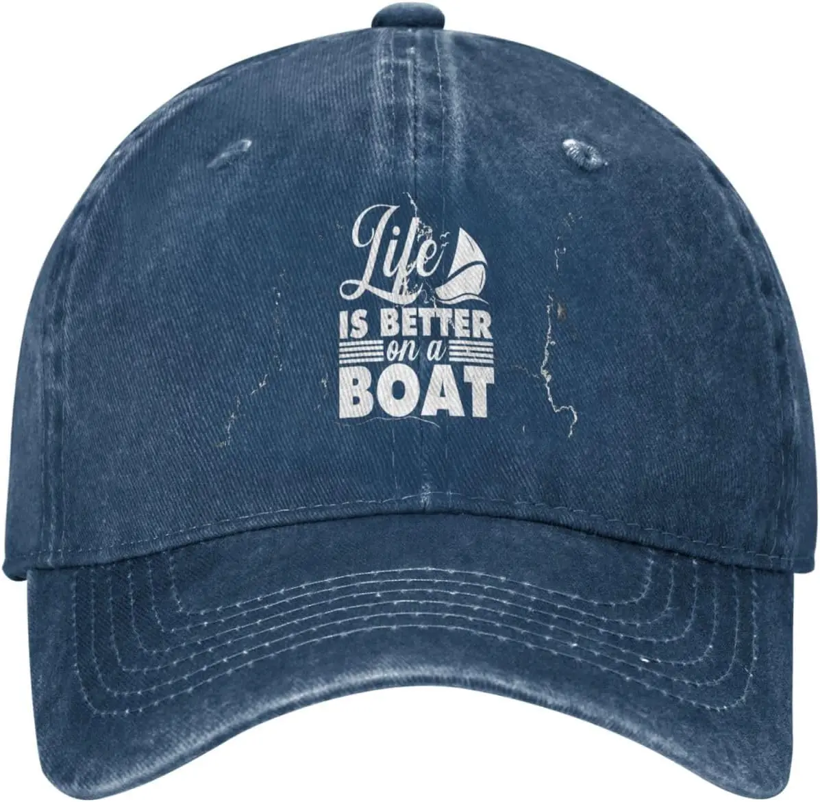 Life Is Better On A Boat Baseball Cap Washed Cotton Casual Sun Protection Adjustable Dad Hat