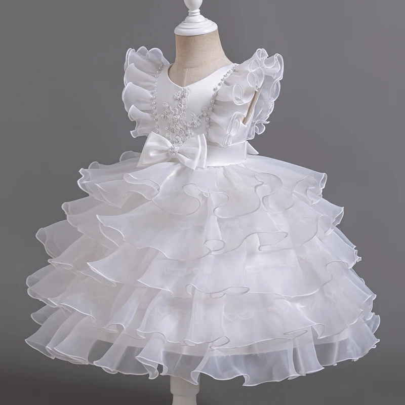 3-10 Years Children Boutique Dinner Party Formal Dress Princess Pink Elegant Glitter Ball Gown Baby Girls Birthday Party Dresses