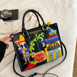 Original Women's Bag 2022 New Large Capacity Handbags For Women Luxury Leather Shoulder Crossbody Bag Embroidery Canvas Tote Bag