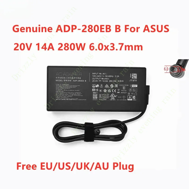 Genuine ADP-280EB B 20V 14A 280W 6.0x3.7mm ADP-280EB F A22-280P1A AC adapter for Asus laptop power supply charger