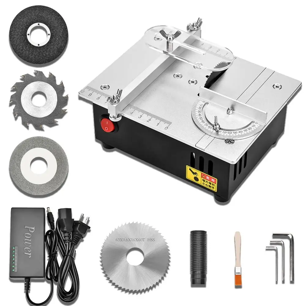 Precision Mini Electric Table Saw DIY Woodworking Hobby Handmade Cutting Machine Adjustable Depth Desktop Saw Metal Body Simple