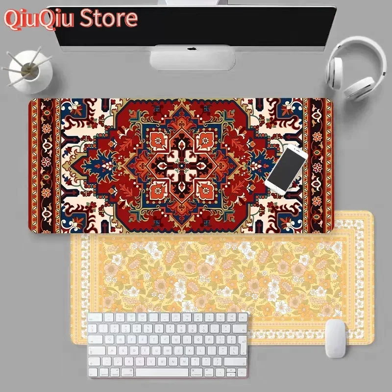 

Китайский синьцзянский этнический коврик для мыши - XXL настольный коврик с традиционным узором, унигурский стиль, народное искусство, нескользящий игровой/офисный компьютерный коврик