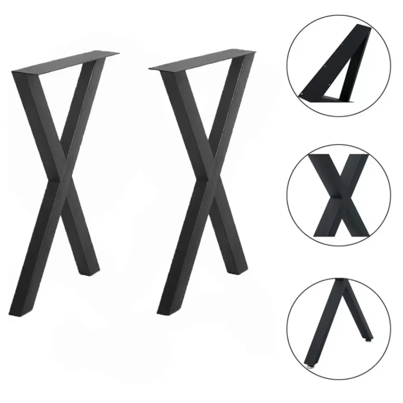 

Wholesale Price Popular Industrial Style Black Dining Table Iron Legs Coffee Table Heavy Metal X-shaped Support