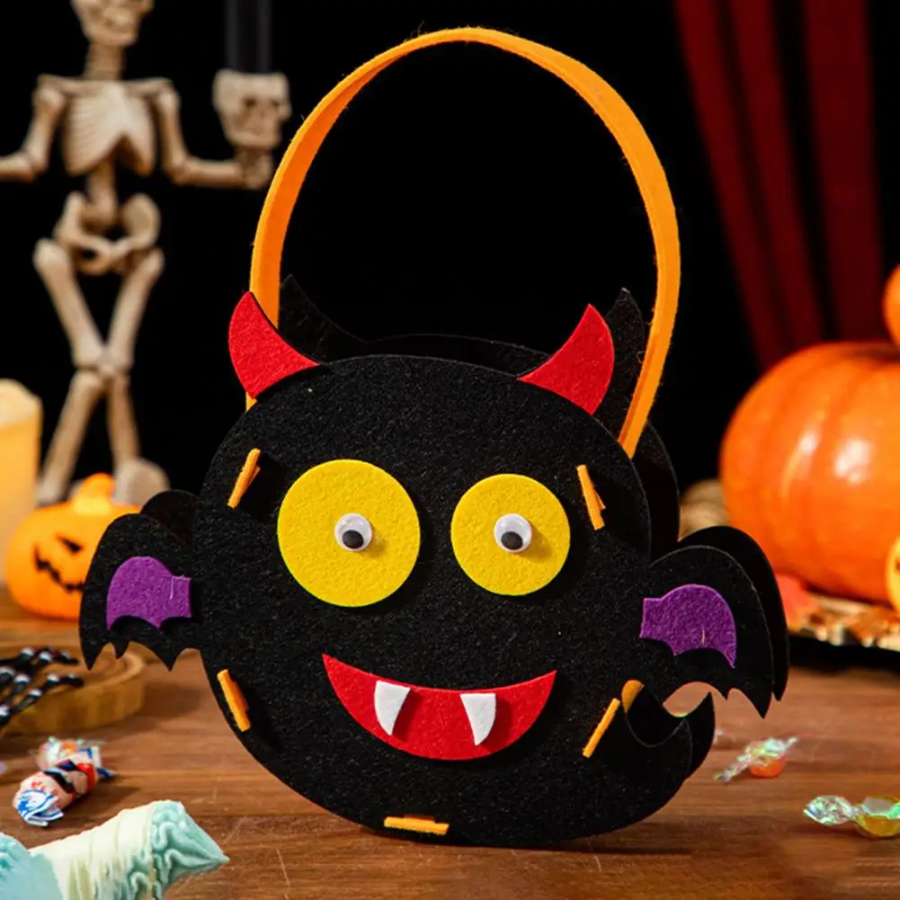 Halloween Candy Bag Handmade Halloween Decoration Halloween Trick or Treat Tote Bag Pumpkin Spider Web Candy Holder Kids