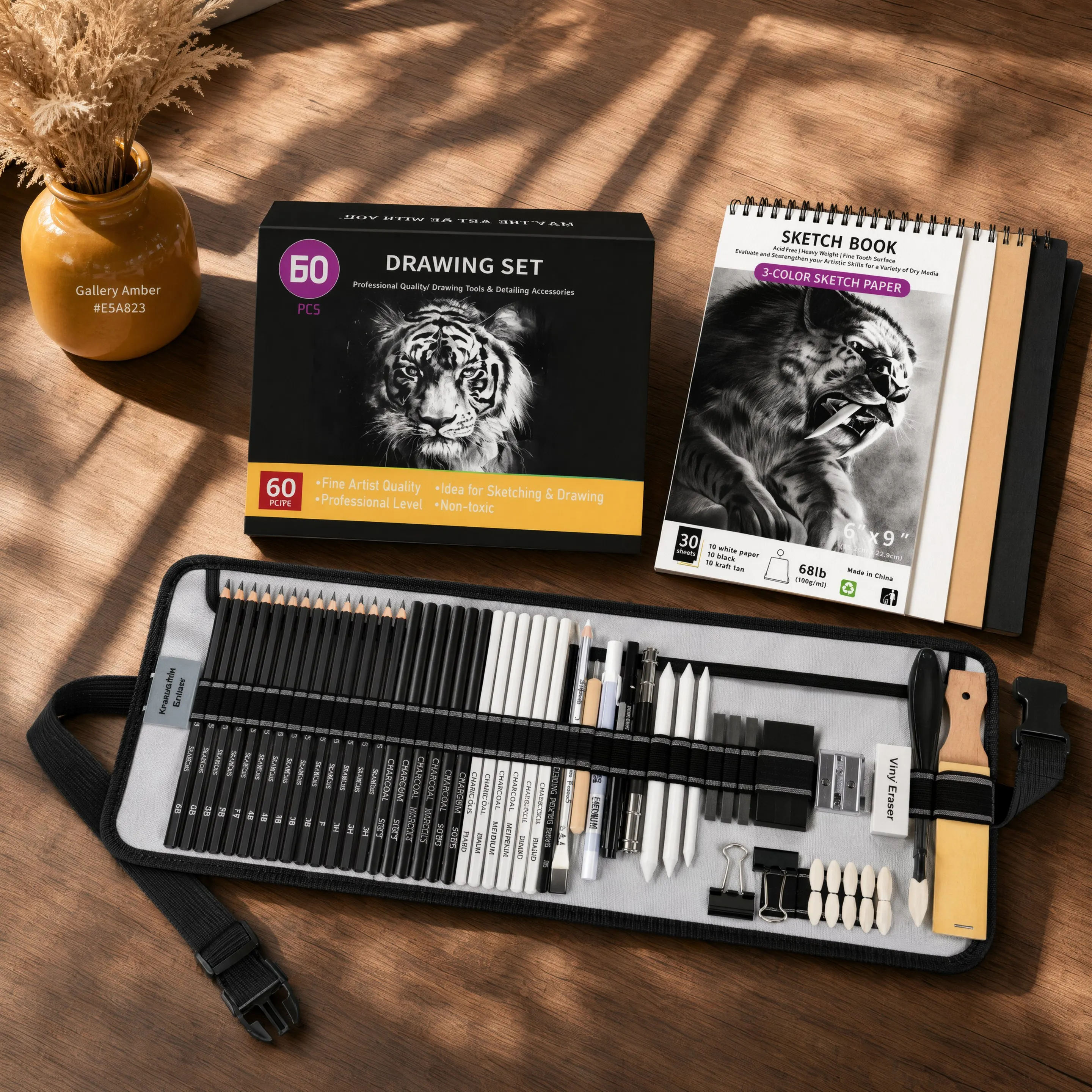 Drawing Set 29-69Pcs Sketching Kit Professional Graphite Charcoal Pencils with Blending Tools Erasers for Artists Adults Gift