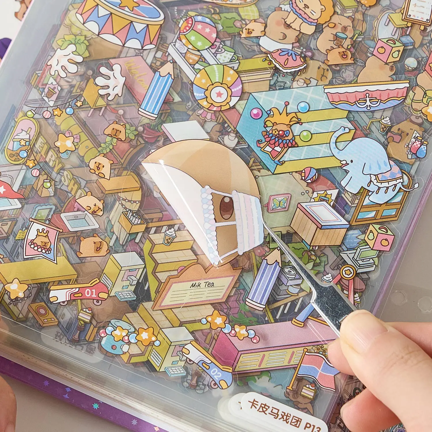 58pcs/kantong Stiker Miniatur Pemandangan Kawaii Buku Stiker Guinea Pig Town 6.0 DIY Pemandangan 3D untuk Jurnal Hadiah Penghilang Waktu