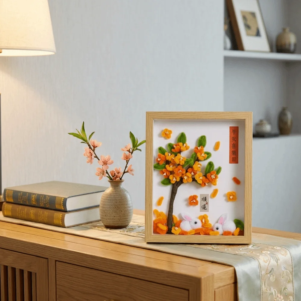 DIY Mid-Autumn Festival Gift Rabbit Flower Decorative Painting Handmade Gifts Osmanthus Tree Material Kit Desktop Ornaments
