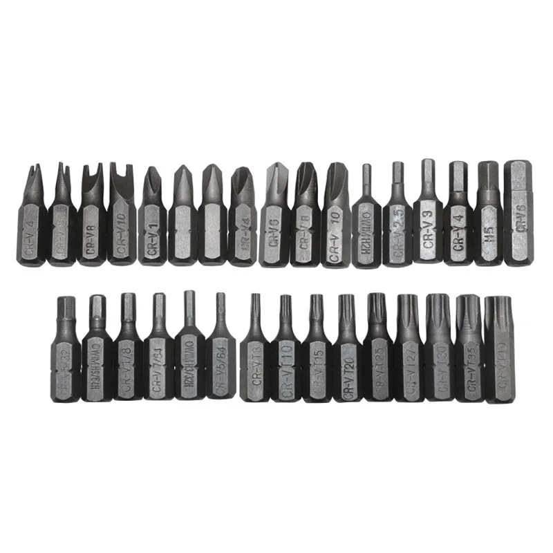 33-teiliges Set mit elektrischen Schraubendreher-Bits, Kreuz-, Sechskant- und Alien-Bits, Verlängerungsstangen und Werkzeugzubehör. – Detail 5