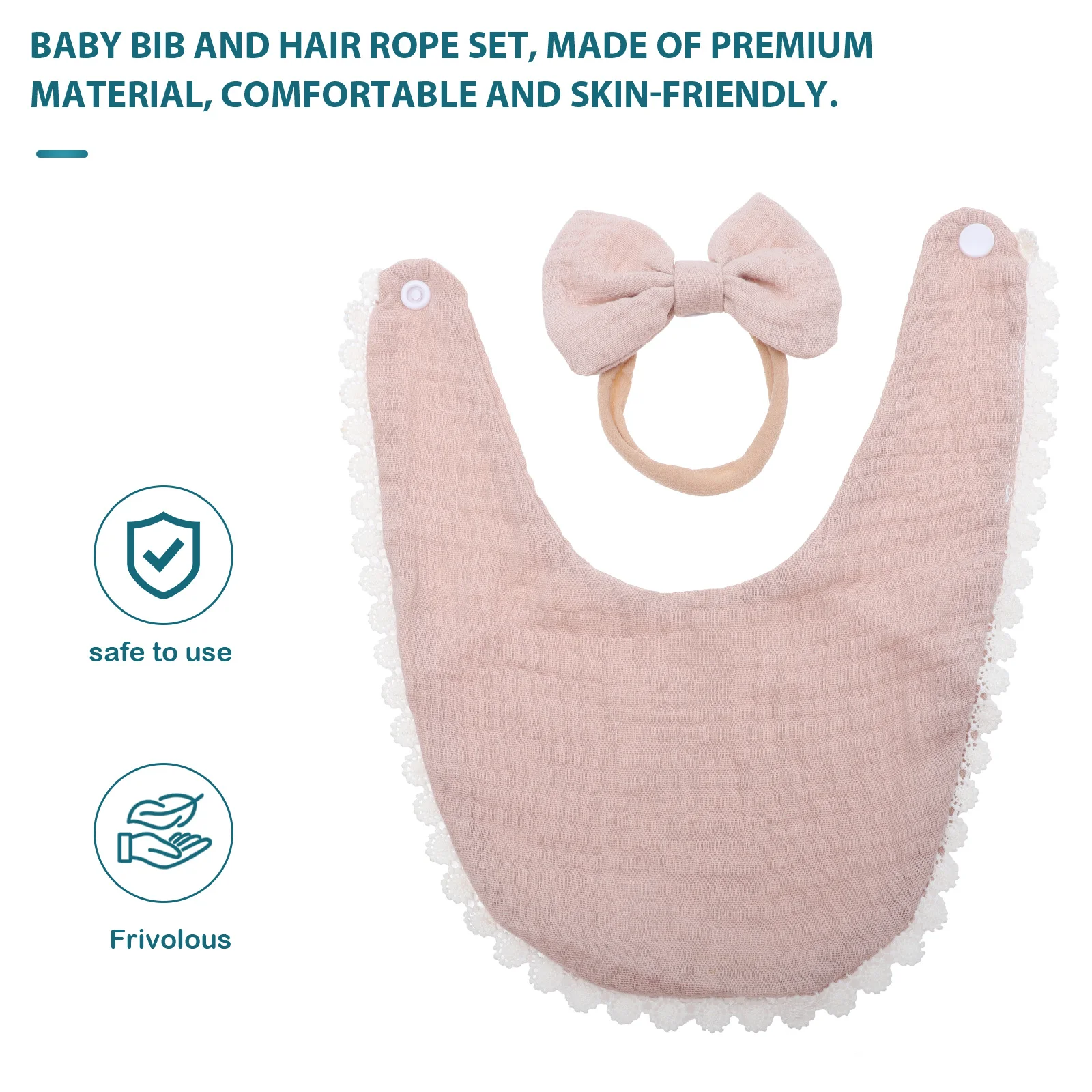 1 Juego de Baberos de Algodón Impermeables para Bebés Recién Nacidos con Lazo para el Cabello, Toalla Absorbente para la Saliva