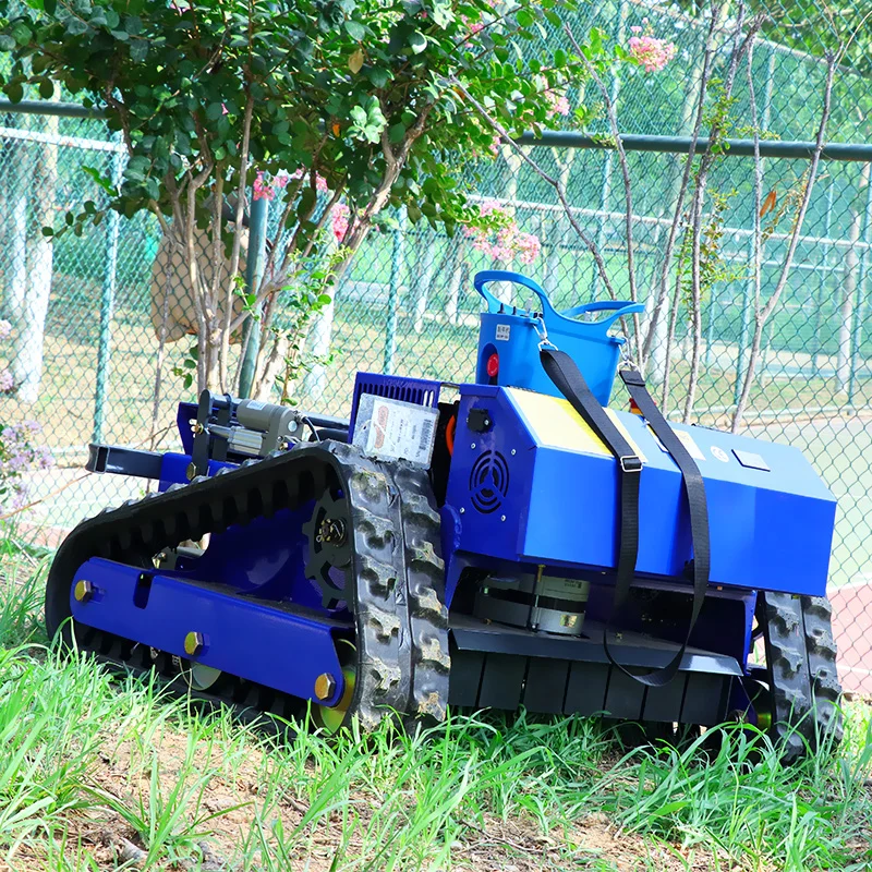 Maquinaria de jardín pequeña multifunción personalizada con cortacésped de granja con motor central, cortacésped sobre orugas con Control remoto