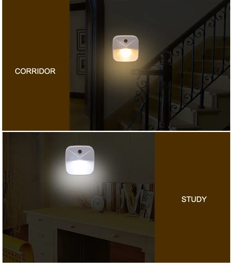 Intelligent Light Control Night Light EU US Plug LED Lamp - Plug-in Energy-saving Kitchen Bathroom Bedroom Dormitory Light.