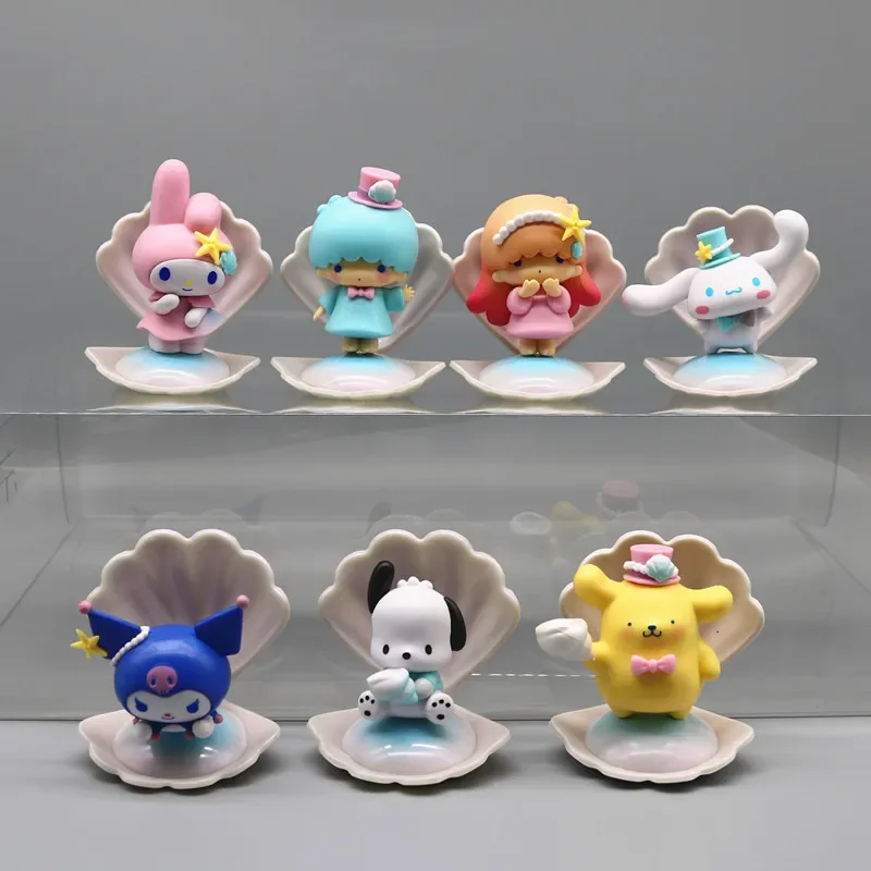 

Sanrio Kuromi Doll Model Action Anime Figures Mymelody Blue Sea Holiday Shell Doll Model Toys Esports Room Desktop Ornament Gift