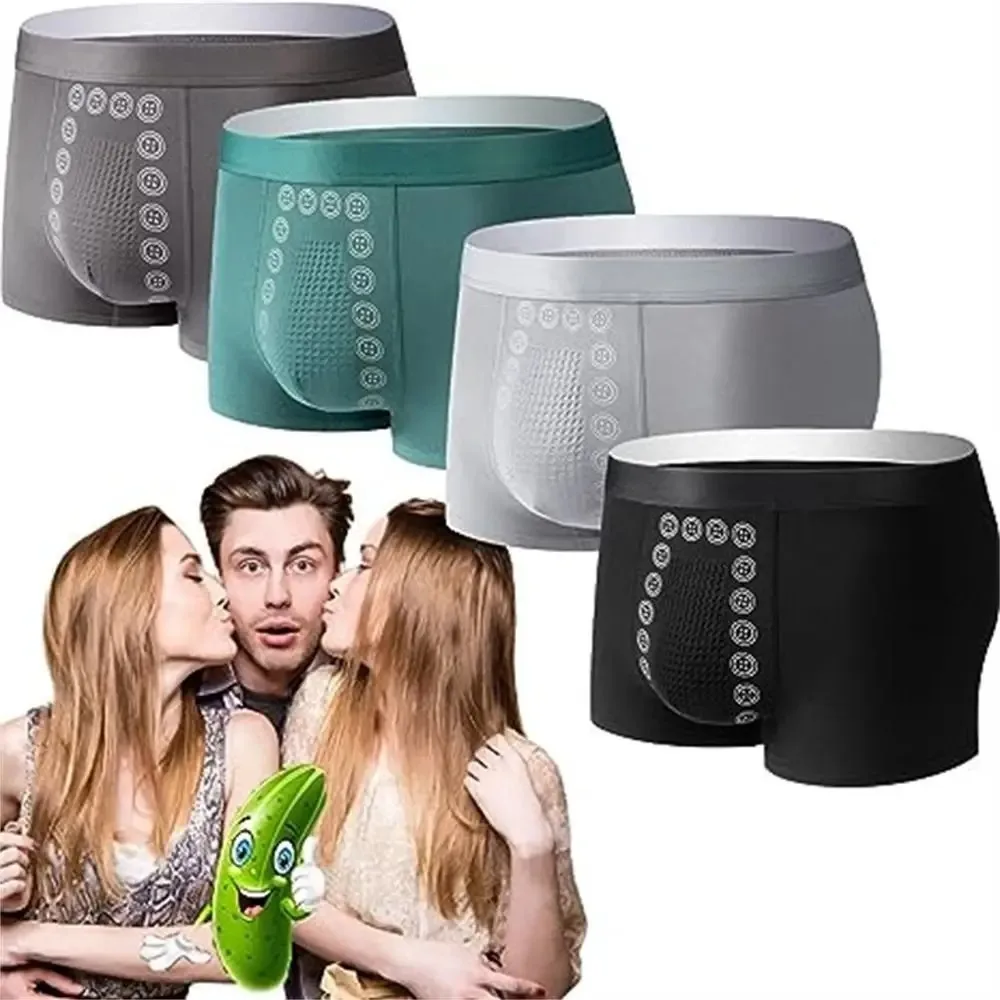 

4pcs Boxer Shorts Men's Ice Silk Underwear Cool Underpants Breathable Sexy Thin Panties sexy U Convex Lingerie