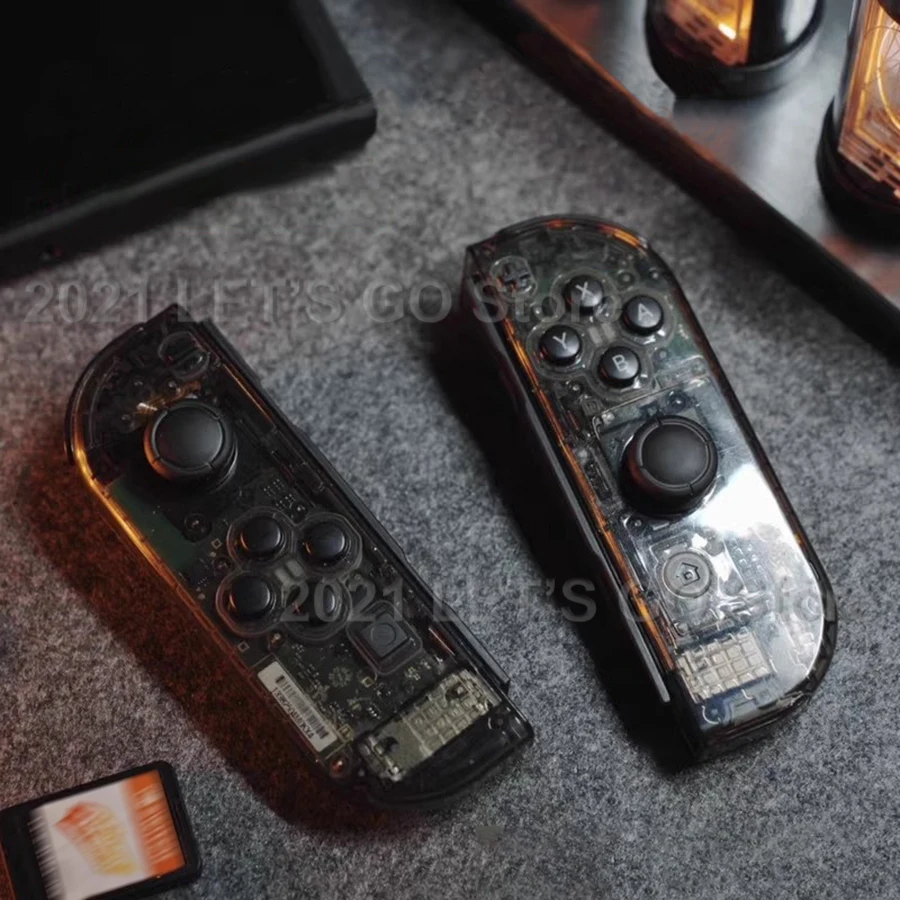 Nintendo Switch用の新しい透明な交換用ケース,青と赤の透明なリア