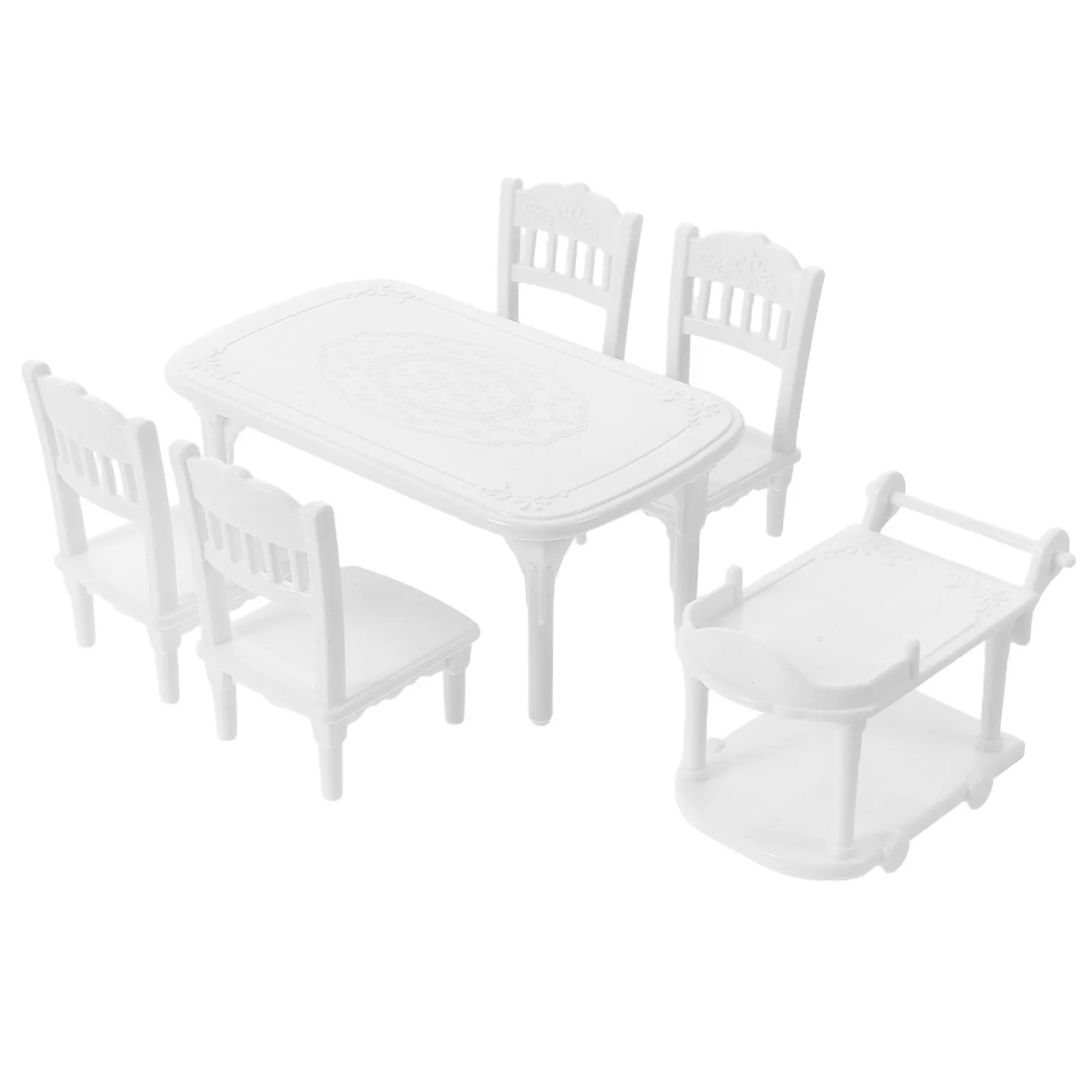 

1Set Mini Dining Table and Chairs for Dollhouse Kitchen Retro Miniature Furniture Set Perfect Size for Dining Room Scene