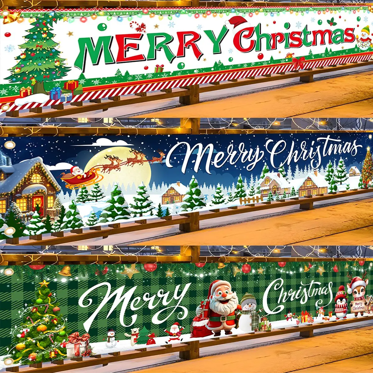 Christmas Banner Flag Merry Christmas Decoration For Home 2026 Xmas Ornaments Gifts Navidad Noel Natal Happy New Year 2027